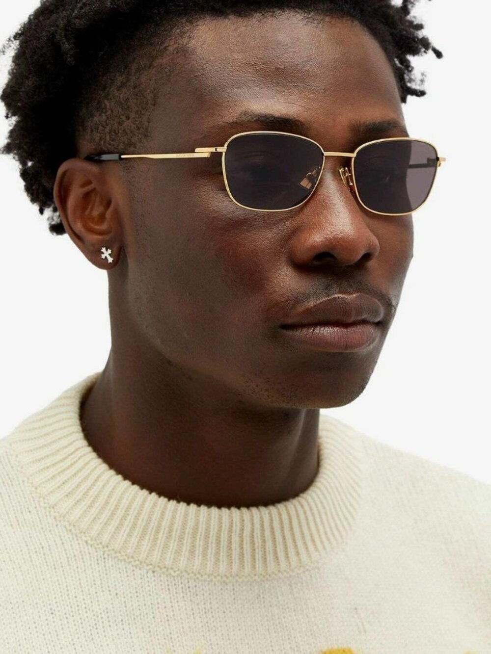 Bottega Veneta Men Sunglasses Gold Grey Rectangle BV1300S 001 NEW AUTHENTIC